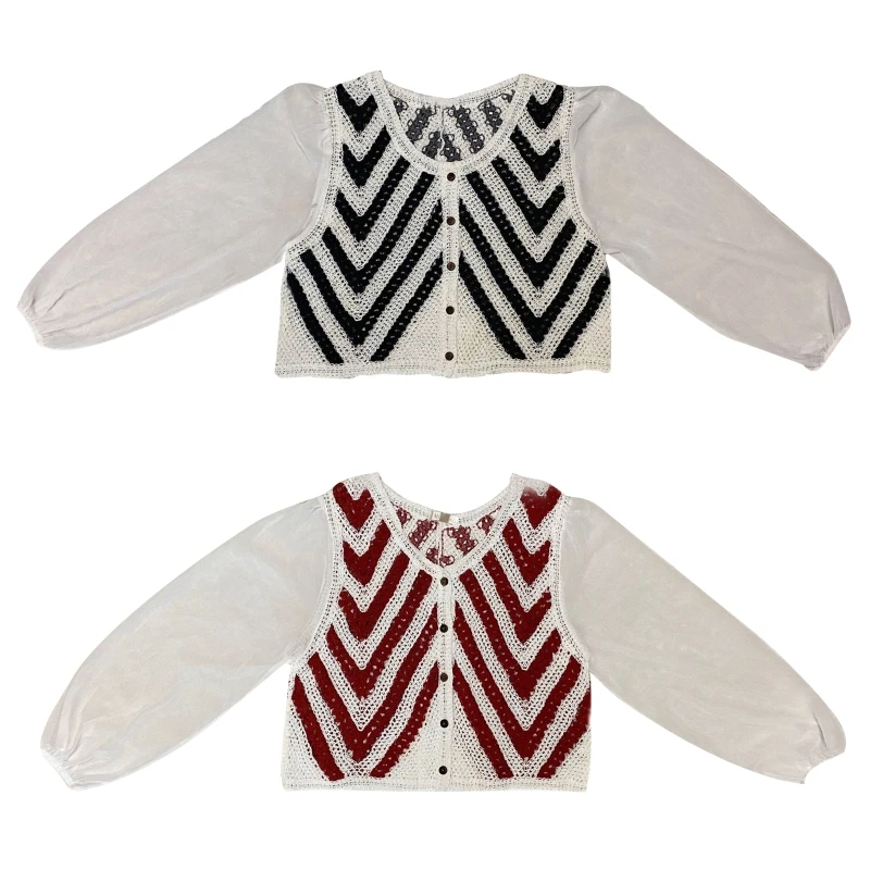 

Женский шифоновый кардиган с пышными рукавами, на пуговицах