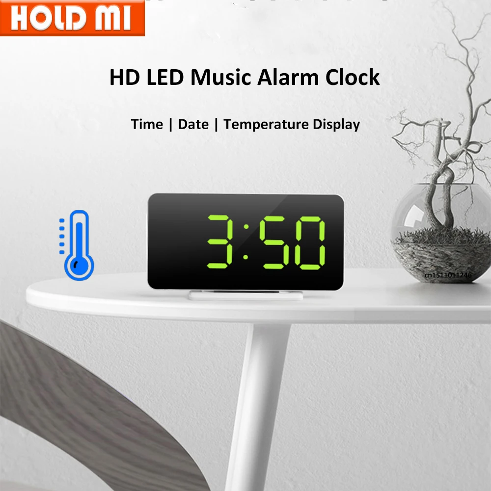 Зеркальные настольные часы многофункциональный цифровой будильник с функцией