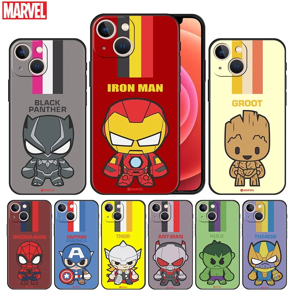 

Милый мультяшный чехол с героями Marvel для iPhone 13 11 12 Pro 13 Mini 7 8 se2 xr xs max 6 6s Plus 5s, мягкий силиконовый чехол для телефона Coque