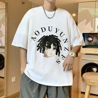 2022 hip hop animation korean style t white cotton shirt for men tops anime oversized t shirt harajuku summer fashion streetwear