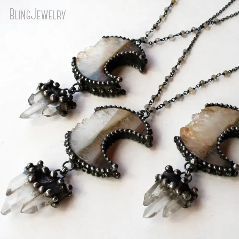 10 шт. кулон в виде полумесяца ведьмы Викки цитрина ожерелье с кристаллами