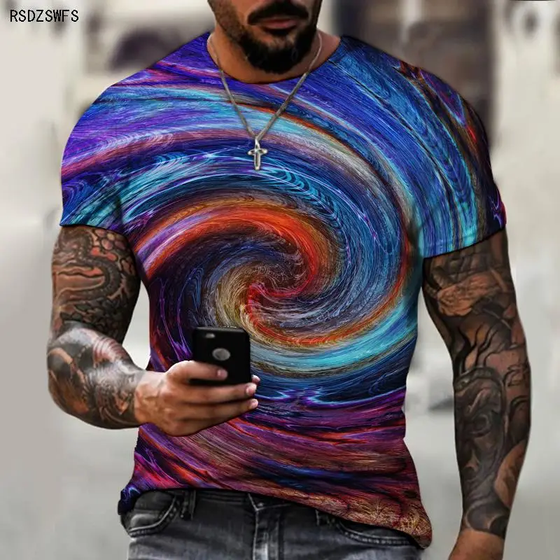 

Summer Hot-selling Digital Printing Men's Swirl Personality T-shirt Abstract Style Men's Short-sleeved Casual Top Size XXS-5XL
