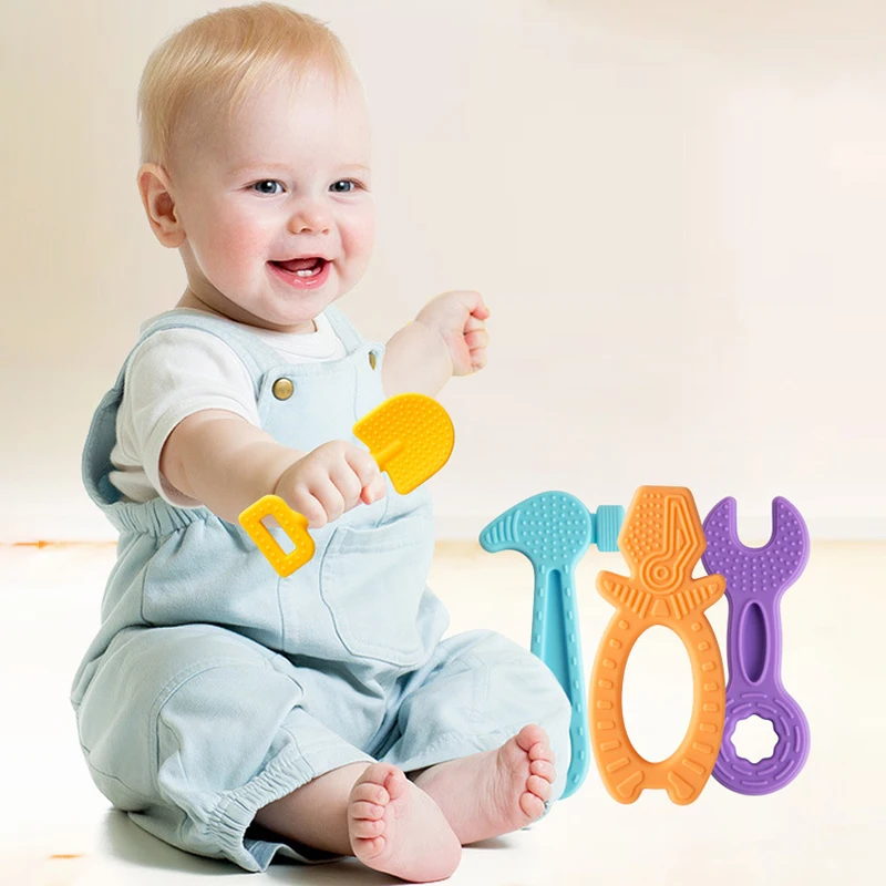 

Silicone Teethers for Baby Teething Stick BPA Free Hammer Wrench Pliers Baby Teether Newborn Shower Gifts Nursing Accessories