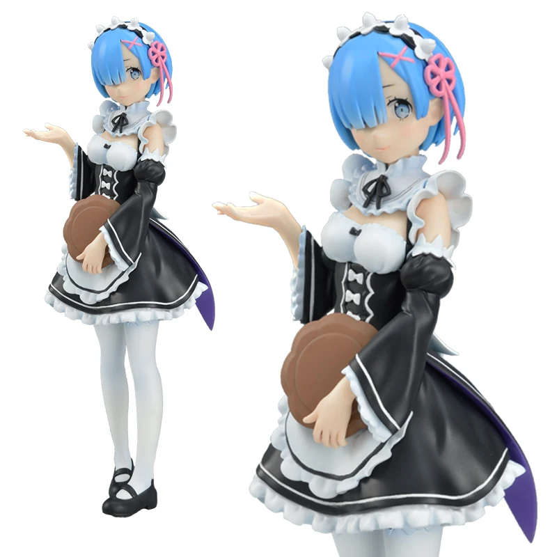 

Original Rem Maid Black Silk Figure Re:Life In A Different World From Zero Toy Gift 21CM Action Figuire Doll Genuine Action