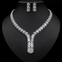 funmode zircon crystal necklace earring set two piece noble tassel popular jewelry explosive luxury fs450