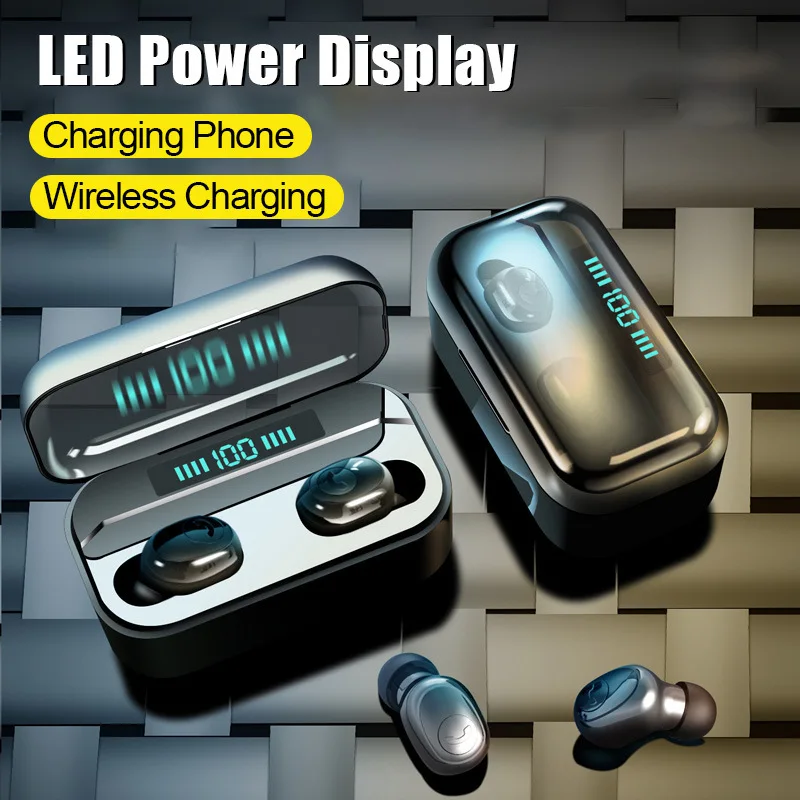 

Bluetooth headset binaural digital display with power bank function