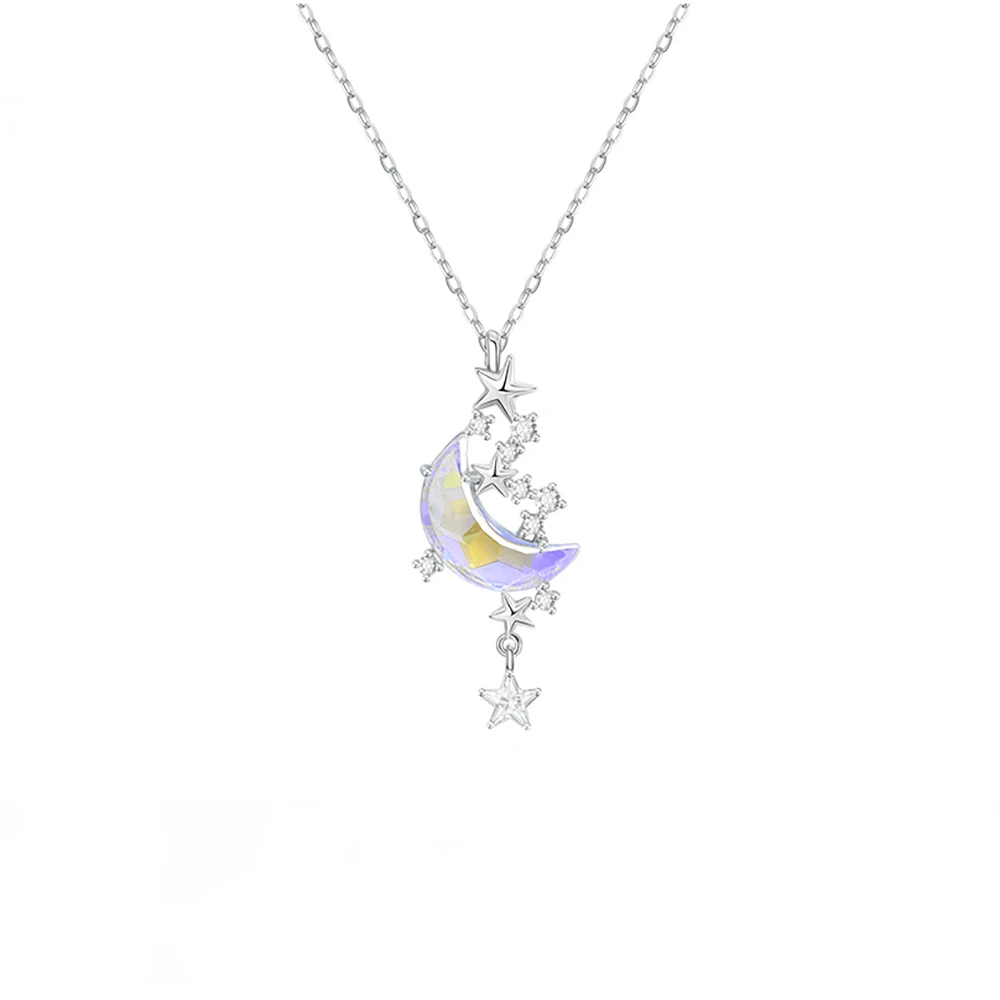 Fashion Moon Splashing Galaxy Frost Wind Net Celebrity Ladies Necklace Temperament Star Moon Necklace Clavicle Chain Jewelry images - 6