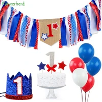 4th of july party banner independence day baby 1st birthday party decorations burlap banners birthday hat