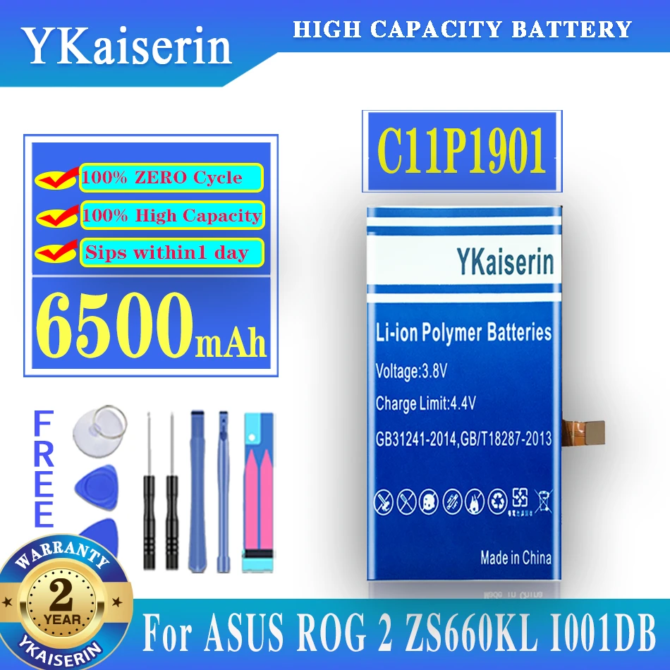 

Аккумулятор для ASUS C11P1901 ZS660KL I001DB, батарея для телефона ASUS ROG 2 Game Phone 6500 мАч + трек NO