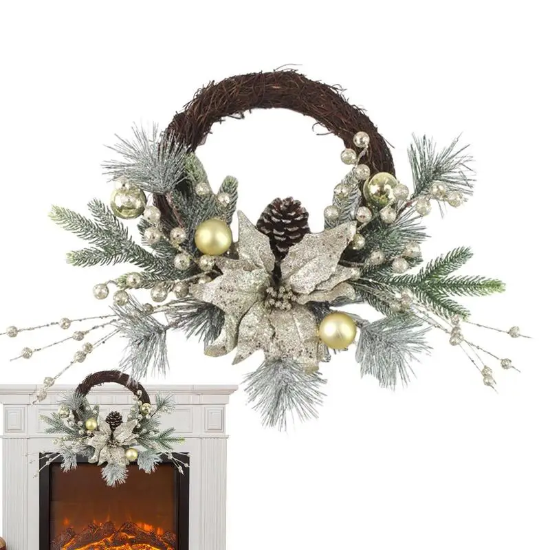 

Рождественский венок на входную дверь, искусственная ель, матовые ветки, сосновые конусы, праздничный венок, искусственная ель, декор сезона