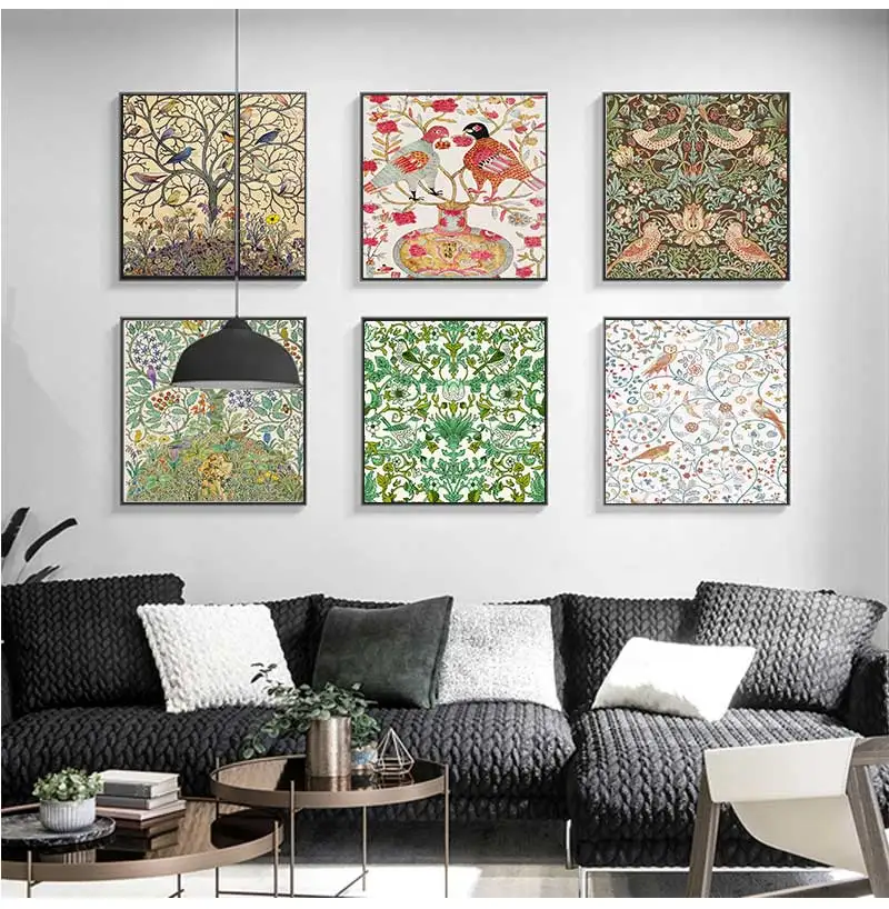 Древо жизни тропические птицы художественный принт на холсте винтажный постер