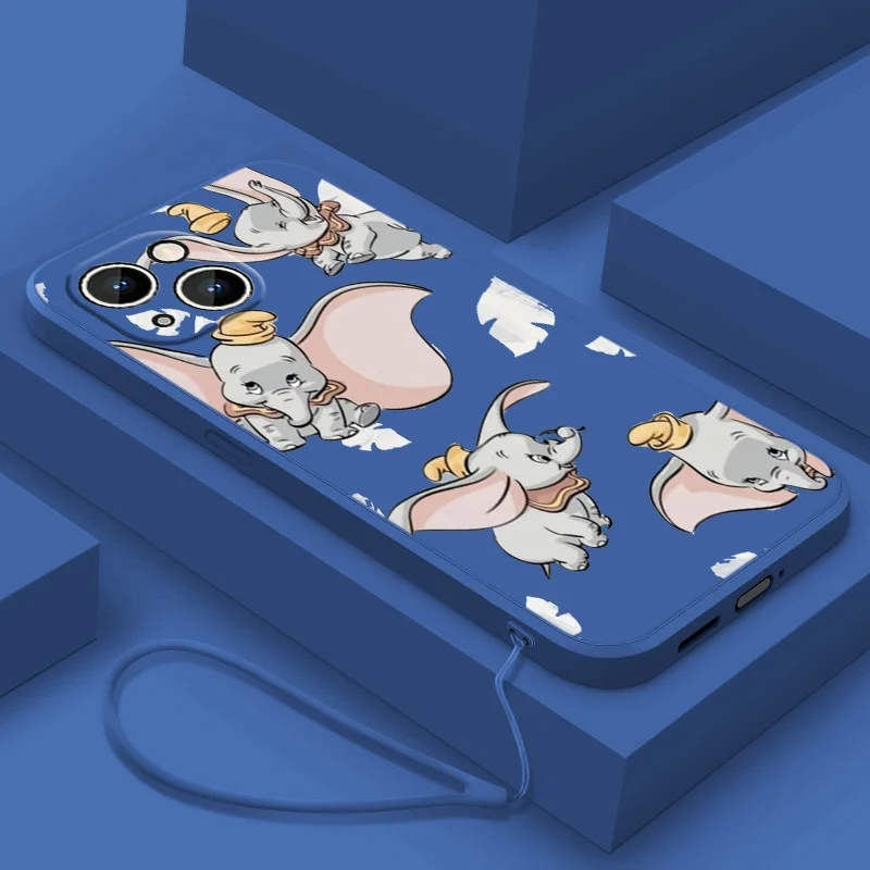 

Cute Dumbo Phone Case For Apple iPhone 14 13 12 mini 11 Pro 8 7 6S 6 Plus XR XS X Max Liquid Rope Cover