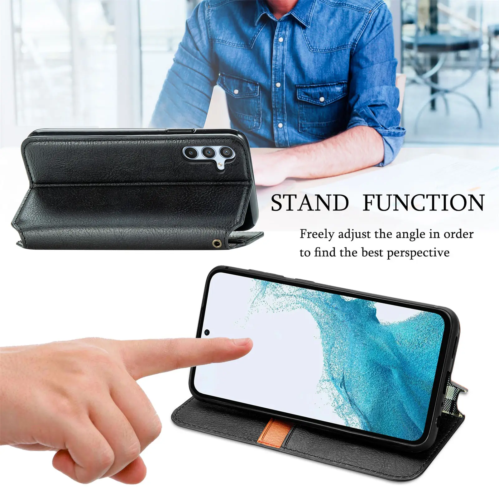 Ультратонкий кожаный чехол-кошелек с отделением для карт ZTE Blade A32 V40 Pro A72 Axon 30S Nokia