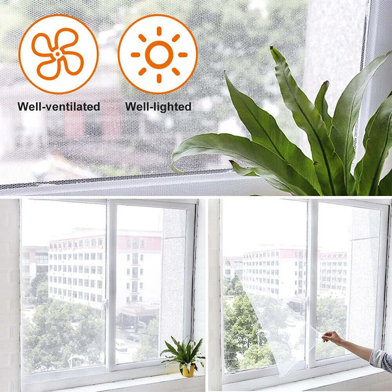 

Mosquito Repellent Door Mesh Window Screen Door Netting Window Net Useful Anti-mosquito Mosquito Net Self-adhesive White Black