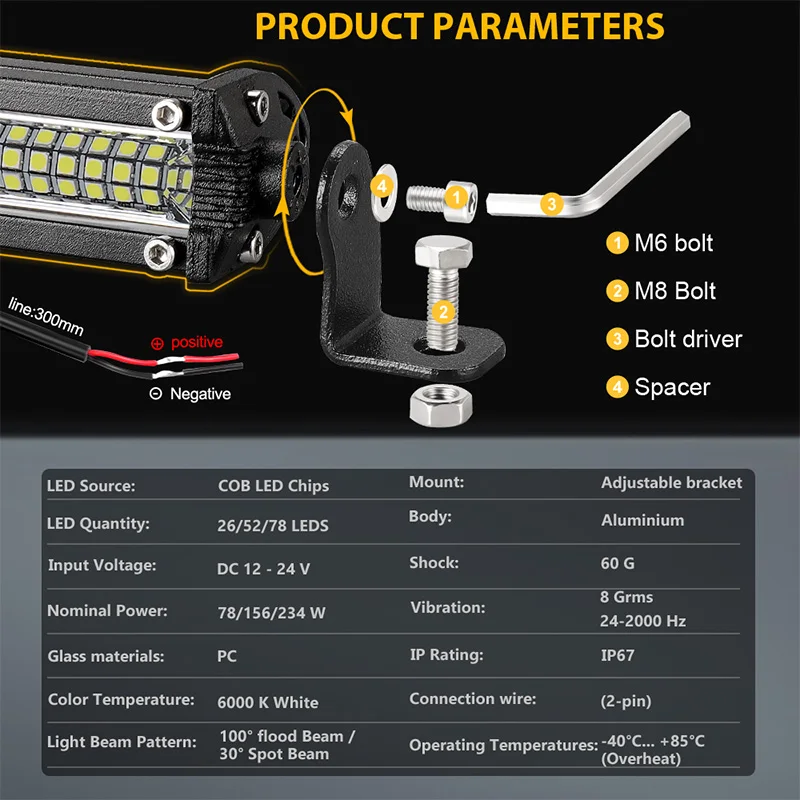 ULTRA SLIM 10" 20" 30" СВЕТОДИОДНЫЙ БАР 12В 24В КОМБИНИРОВАННЫЙ СПОТ ФЛУД ДРАЙВИНГ РАБОЧИЙ СВЕТ ДЛЯ ДЖИПОВ ГРУЗОВИКОВ ТРАКТОРОВ ОФФ.