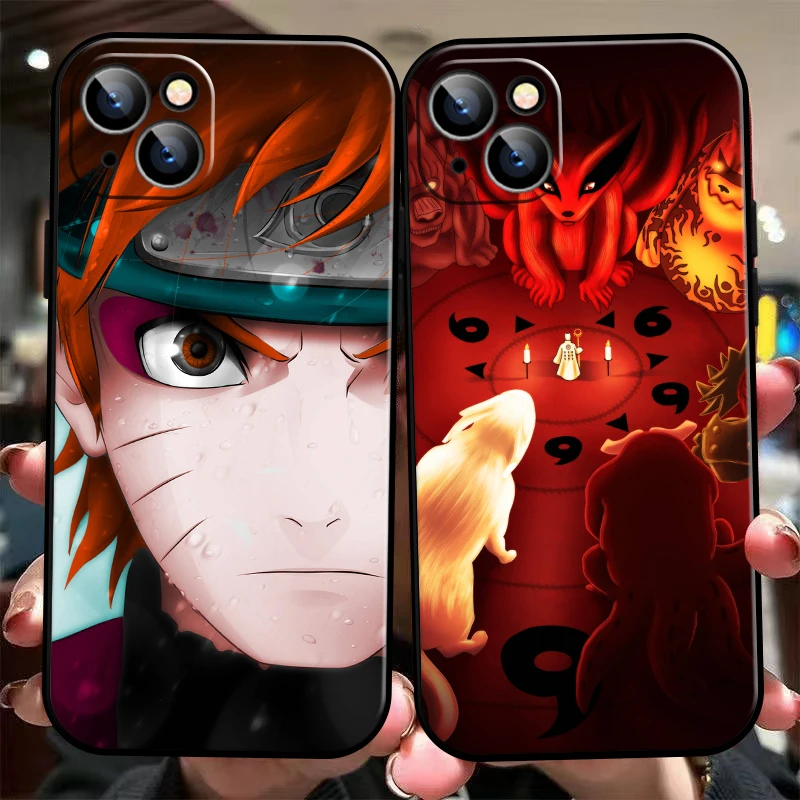 

Japan NARUTO Anime Phone Case For iPhone 11 13 12 Pro Max 12 13 Mini X XS XR MAX 5 6 7 8 Plus Funda Soft Black Carcasa