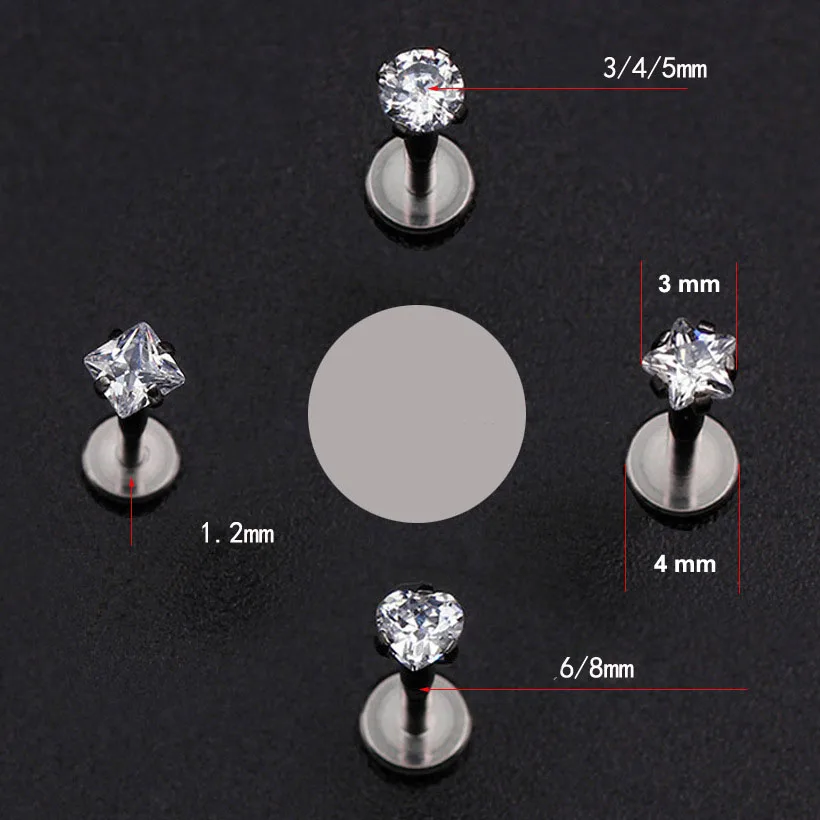 16G Surgical Steel Labret Stars Nose Ring Heart Helix Ear Cartilage Tragus Piercing Earring Flat Back Stud Conch Earlobe Jewelry images - 6