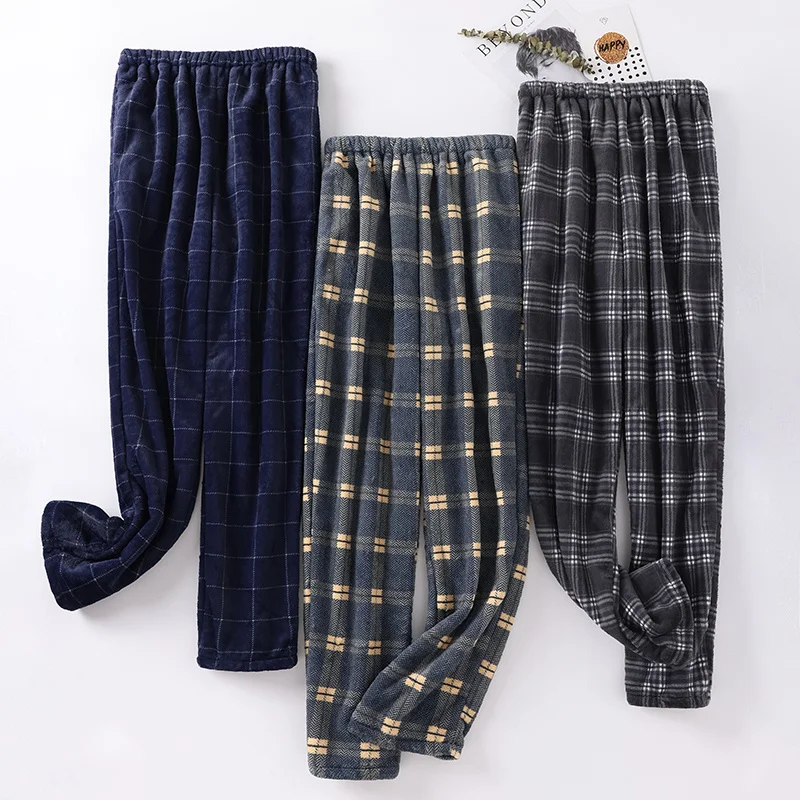 

Thick Flannel Men's Plaid Trousers Big Yards Warm Slp Pants Mens Pajamas Pants Bottoms Slpwear Pajama for Men Pijama Hombre