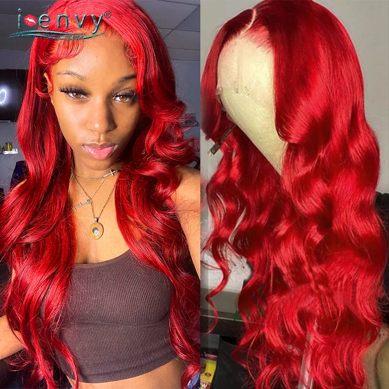 

99J Red Lace Front Human Hair Wigs Colored Curly Frontal Wig Human Hair For Women Transparent Lace Front Wig Burgundy Red Wig