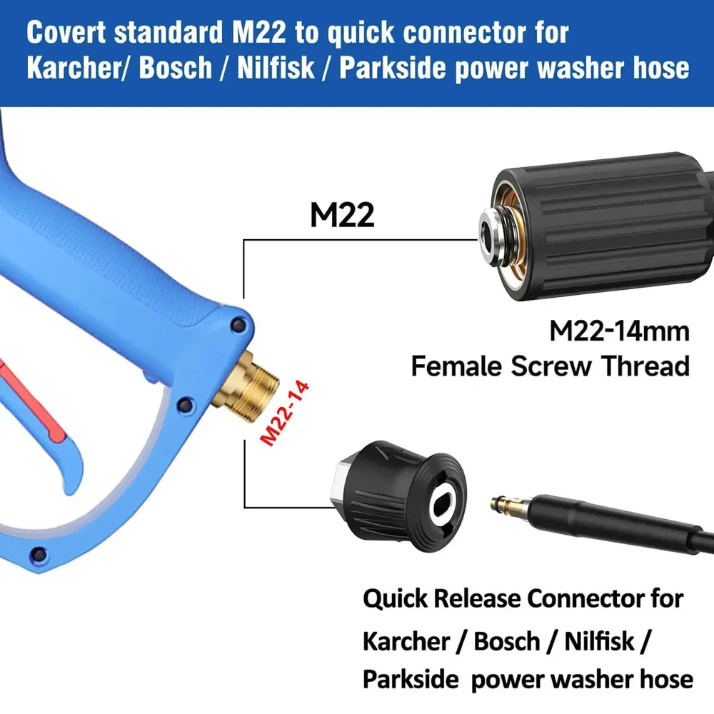 ROUE Набор Пистолетов Для Мойки Высокого Давления С Пятицветным Соплом 4080PSI M22-14