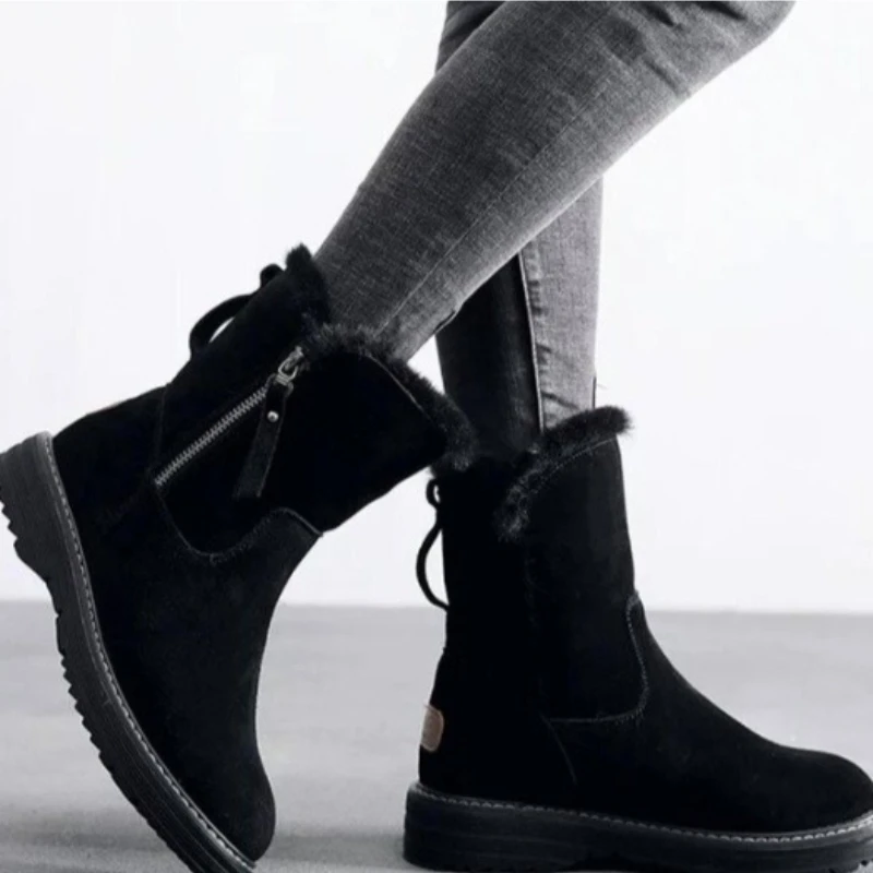 Women's Snow Boots Women's Boots Middle Calf Comfortable Warm Keeping Plush Zipper Women's Boots Casual Women's Winter Boots New