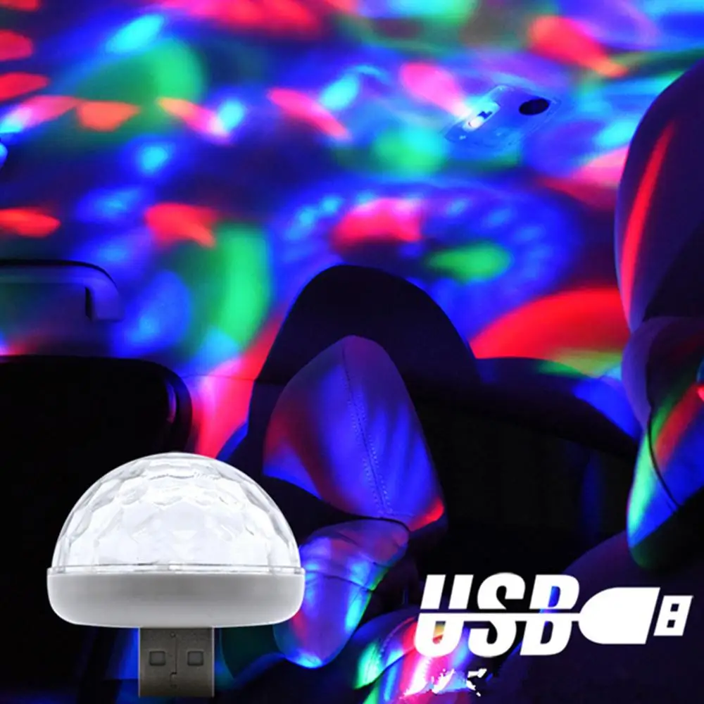

Mini USB Voice Control RGB LED Ball Light for Car Android Apple Phone Decor