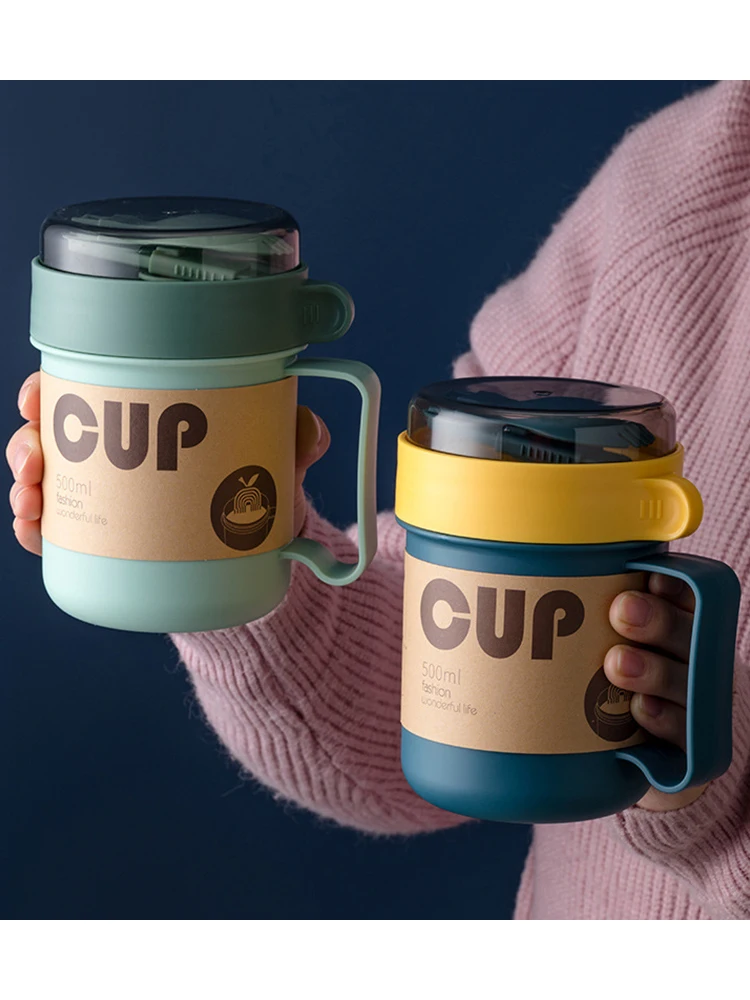 

Портативная пластиковая чашка для супа с крышкой и ложкой