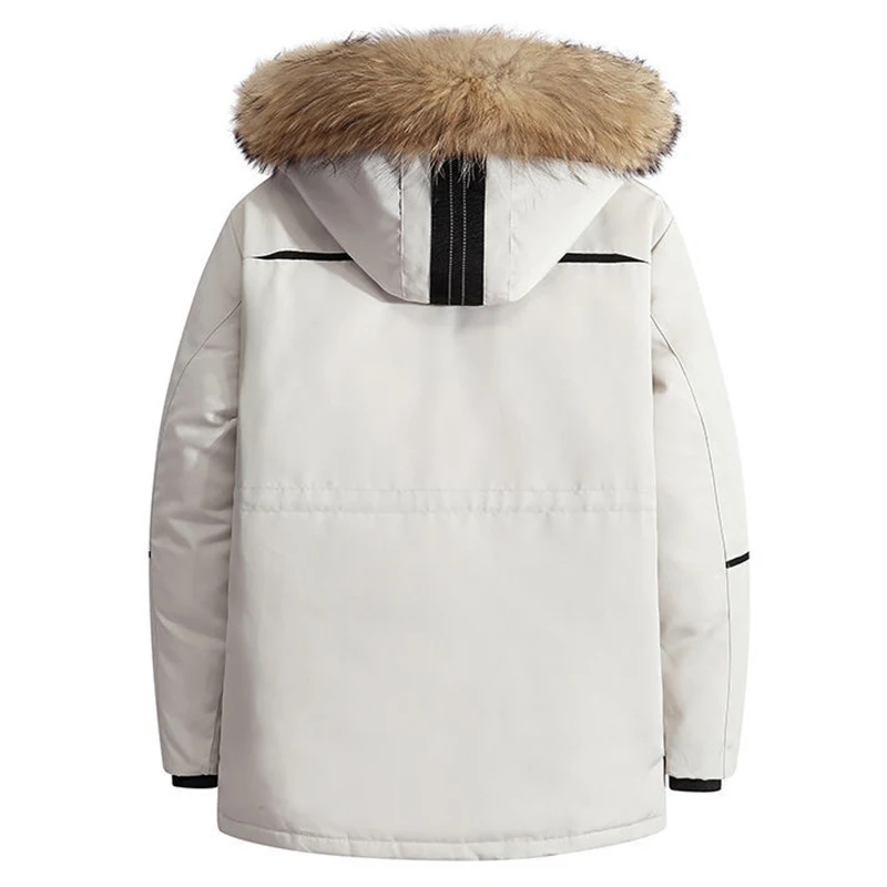 2022 Winter Men's Casual Thicken Down Jacket with Big Real Fur Collar Warm Parka Super warm Mens Waterproof Down Coat Size S-3XL