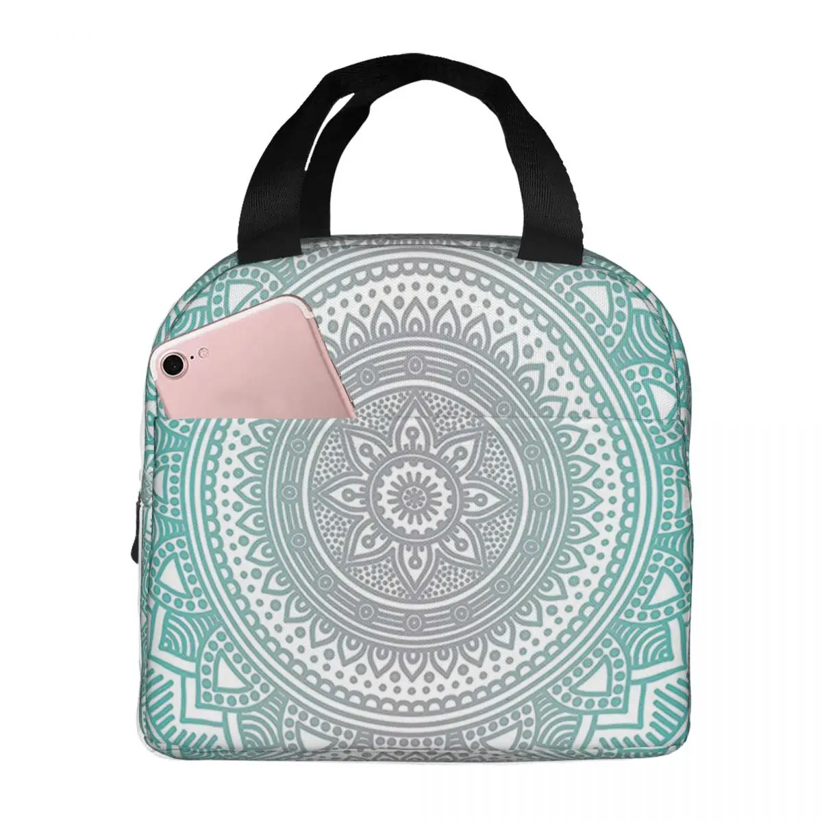 

Mandala Print Pattern Portable Insulated Oxford Lunch Bag Reusable Lunch Box Lunch Organizer Thermal Cooler Tote Bag