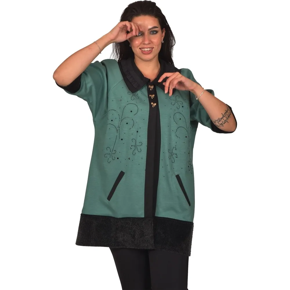 

Женское пальто большого размера с высушенными камнями