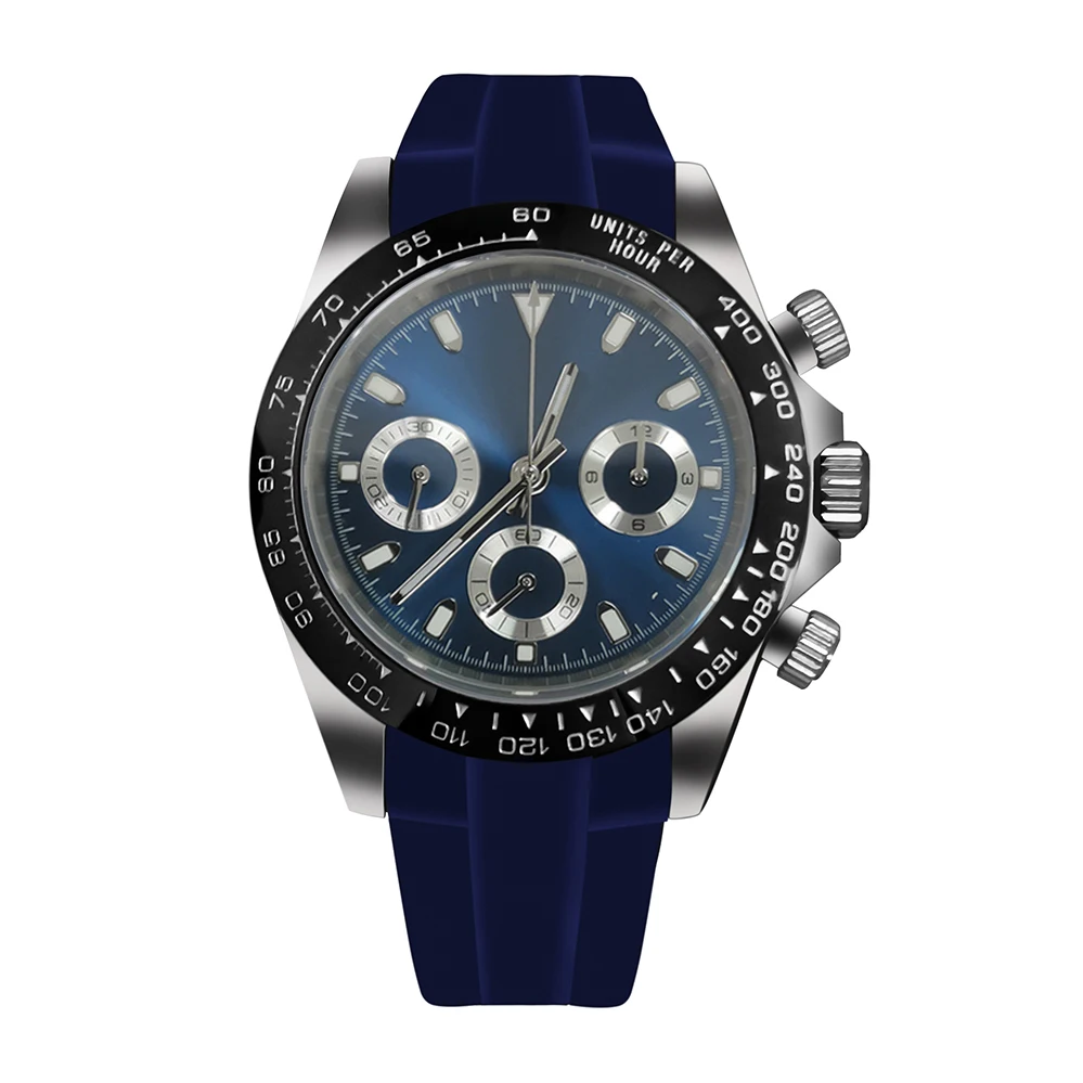 

Мужские кварцевые часы с хронографом, настольный 39 мм, тонкий стальной чехол, сапфировое стекло + резиновый ремешок для часов VK63 Move Men t