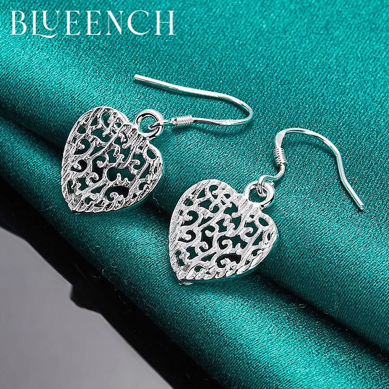 

Blueench 925 Sterling Silver Hollowed Out Love Earrings Pendant Suitable For Ladies Wedding Party Fashion Romantic Jewelry