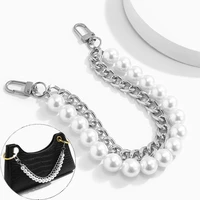 diy fashion pearl bag strap for handbag belt purse replacement handles cute bead metal chainfor bag accessories gold clasp