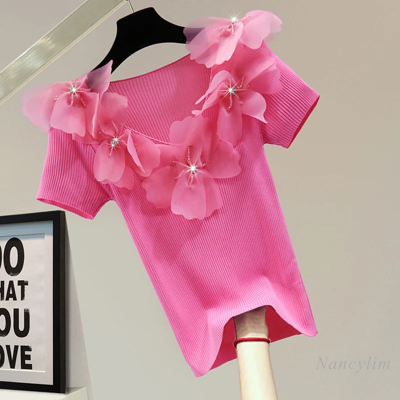 Изысканная женская модель 2022 летние тонкие однотонные повседневные трикотажные