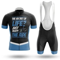 2022 team mens cycling short sleeve jersey with bib shorts summer black bike top