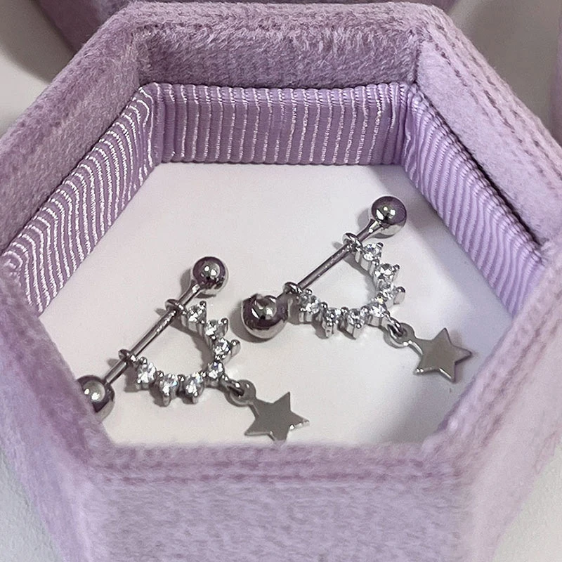 1 пара модных элегантных звездных ушных костей для ногтей женщин и девочек