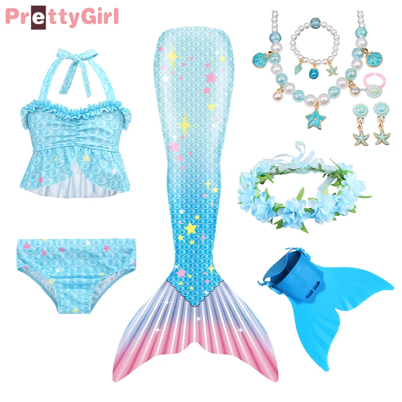 Dresses 2022 Mermaid Tail with Monofin Flipper Mermaid Costume Cosplay Birthday Gift Mermaid Bikini Swimsuit Girls Dress