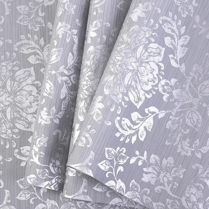 Роскошная современная металлическая 3D Дамасская настенная бумага для двора с