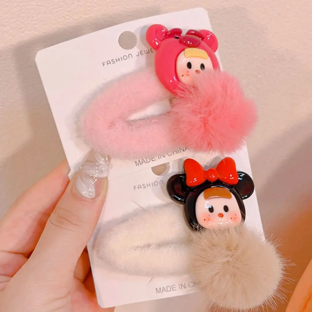 Милая забавная плюшевая кукла заколка для волос боковые зажимы корейский стиль