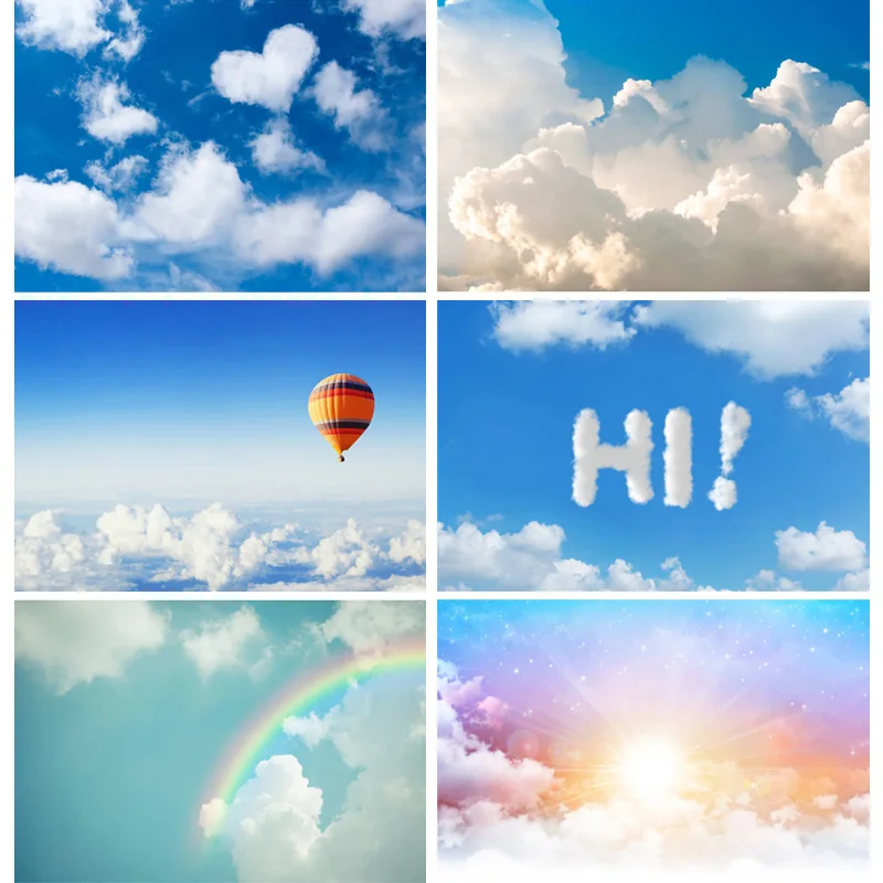 

Art Cloth Natural Scenery Photography Background blue sky and white clouds meadow Photo Backdrops Studio Props 22330 TKYD-05