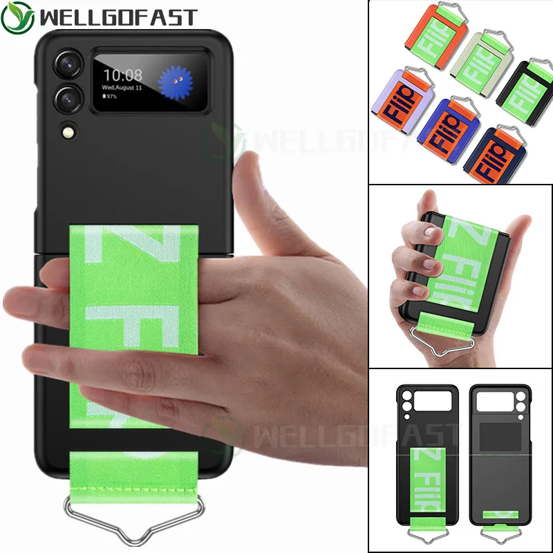 Case for Samsung Galaxy Z Flip 3 5G Zflip4 Hand Strap Phone Case Silicone Shockproof  Protective Cover with Ring for Z Flip3 Z3