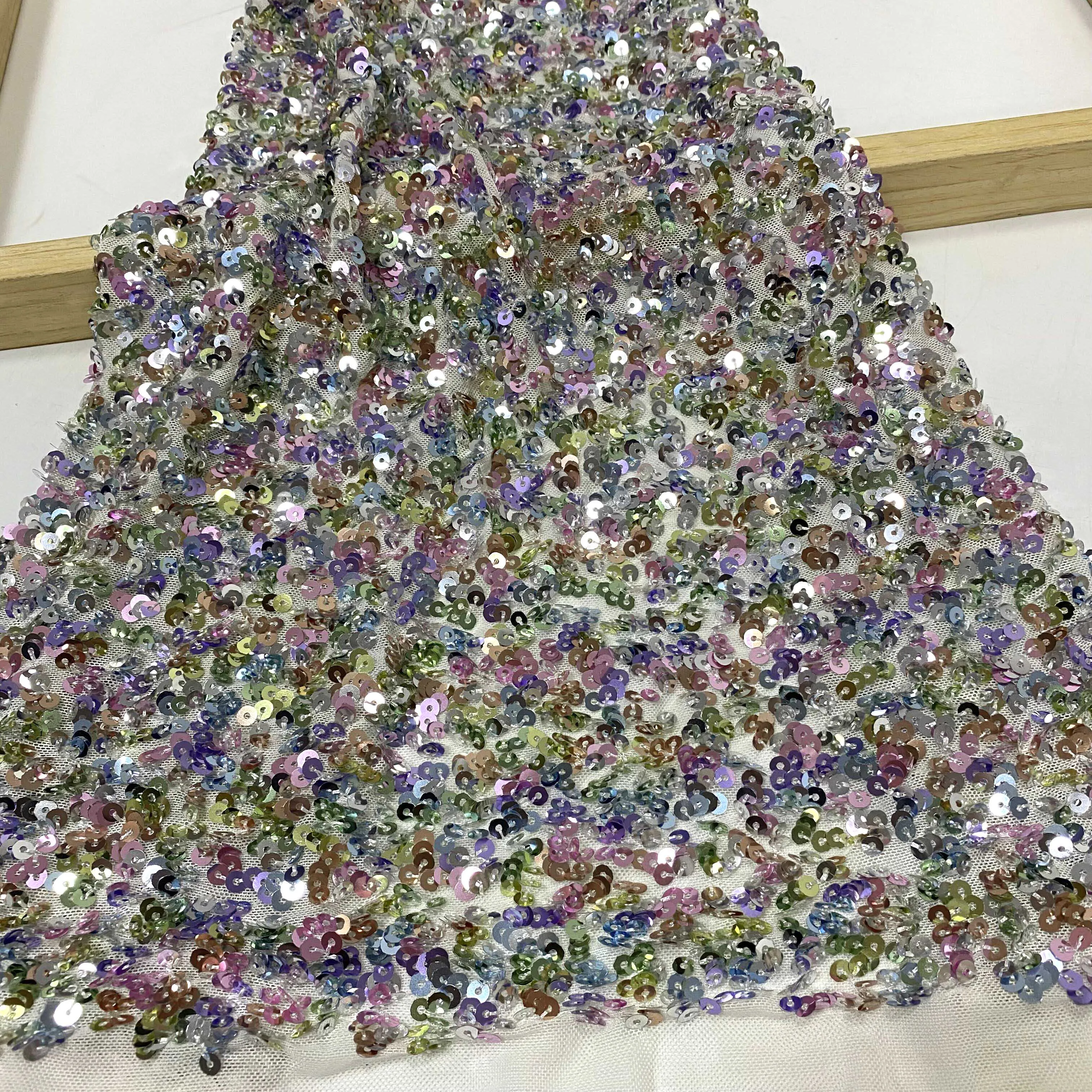 

Новое поступление, стрейч-Тюль 5 мм с цветной последовательностью, ткань с блестками