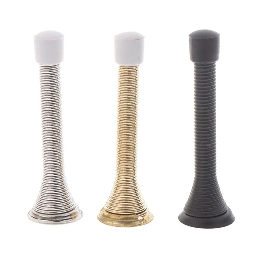 

Metal Door Stops Spring Stopper Gold Silver Black Buffer Wall Protection Door Stop with Rubber Cap Bumper 85mm Wall Decorative