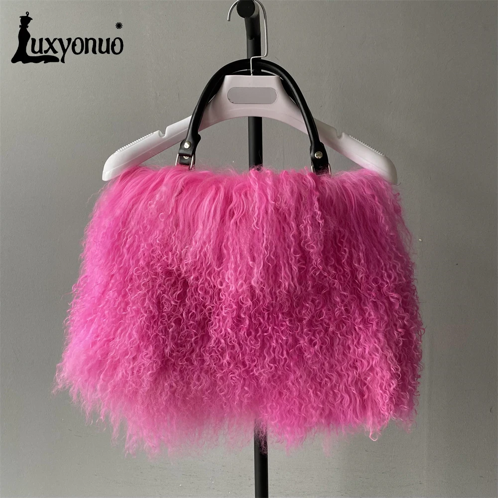 Роскошная монгольская меховая сумка Luxyonuo для женщин Осень-зима женская модная