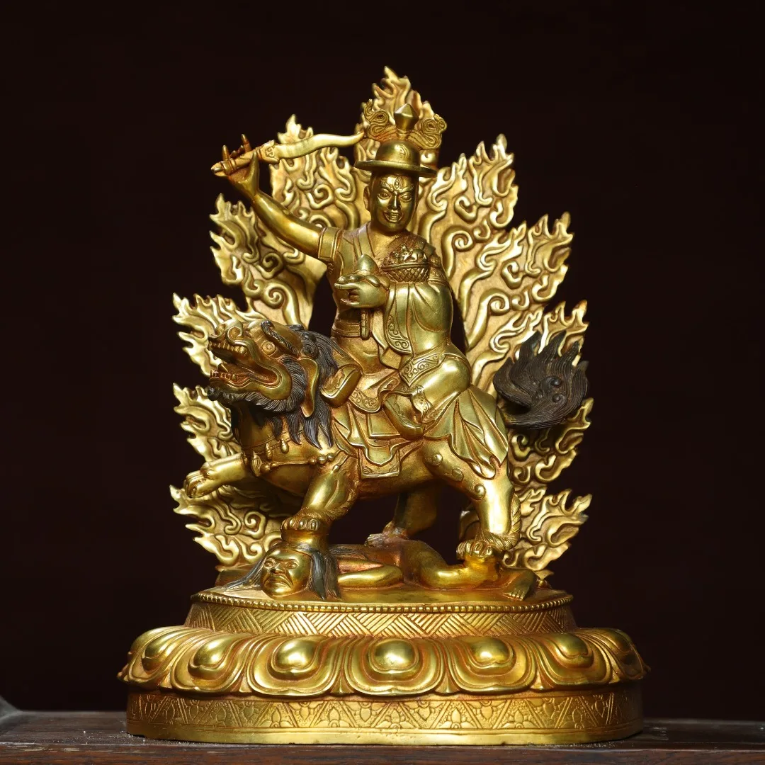 14-дюймовая коллекция тибетского храма старая бронза позолоченная киноварь Dorje