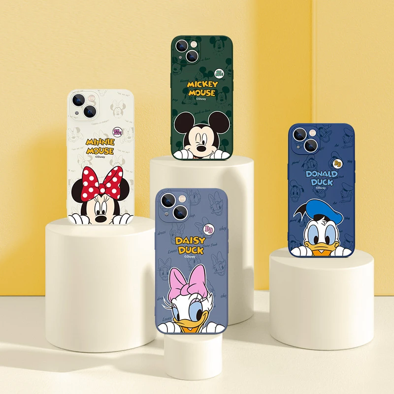 

Original Disney iPhone 13 Mobile Phone Case Girl iPhone 13 Pro Max Liquid Silicone Protective Cover Anti-Fall Lens All-Inclusive