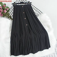 latest modal cotton pleated skirt spring new good quality classic stitching long skirt mid length skirt womens summer dresses