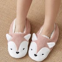 fuzzy slipper socks winter cute kawaii plush non slip grip womens floor sock cuddly thick soft female fox shoes home indoor 2022