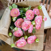 artificial buttercup flower bundle in pink red silk artificial flowers bouquet fake flowers for home wedding decoration