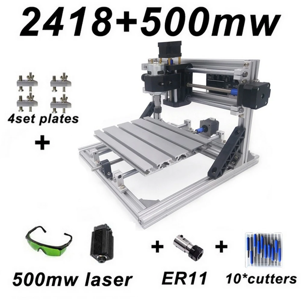 CNC2418 Laser Engraving Machine 500mw Head Wood Router Carving Machine Acrylic PCB PVC Milling Machine